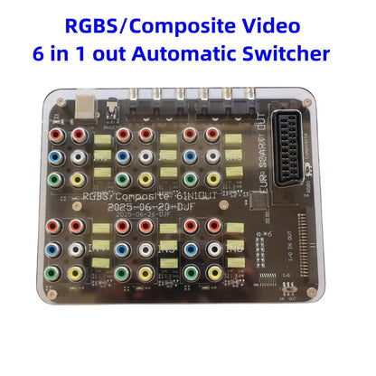 2025 6-in-1 RGBS Video Distributor Switcher – SCART Auto RGBS Converter Board for MD/PS/PS2/PS3/DC/SFC Retro Consoles