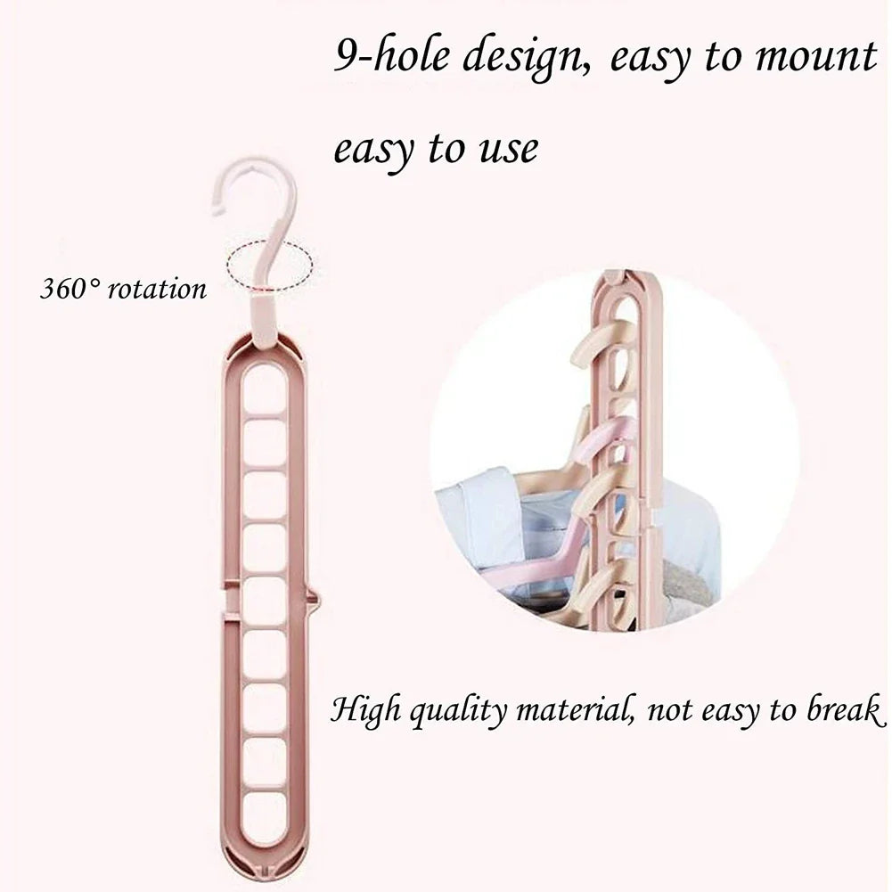 9-Hole Multi-Function Clothes Hanger Organizer – Space-Saving Folding Magic Rack for Scarves & Clothes
