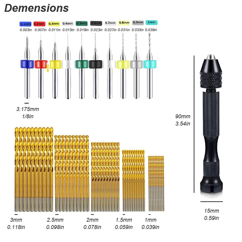 Micro Mini Pin Vise Hand Drill Set – Precision Twist Bit Rotary Tool for DIY Crafts, Jewelry, Resin & PCB Work