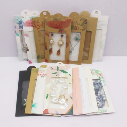 50PCS Marble Pattern Jewelry Display Boxes – DIY Window Gift Boxes with Hanger for Wedding & Thank You Gifts