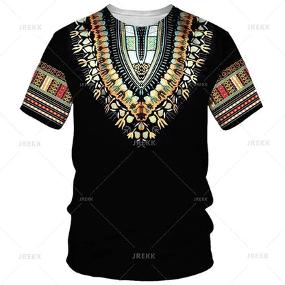 Summer African Dashiki 3D Print T-Shirt - Harajuku Ethnic Pattern Streetwear Tee for Men and Kids