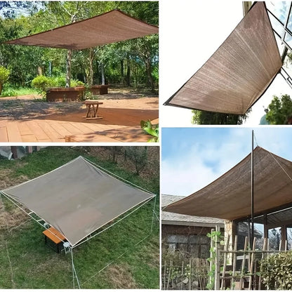 Durable Brown UV Protection Canopy Sun Shade Net – Outdoor Waterproof Shade Cloth for Travel, Picnic, Garden & Pool Use (Multiple Sizes)