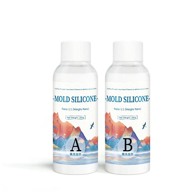 DIY Silicone Mold Making Kit — AB 1:1 Liquid Rubber, Fast-Curing Silicone for Mold Casting, 200g/500g