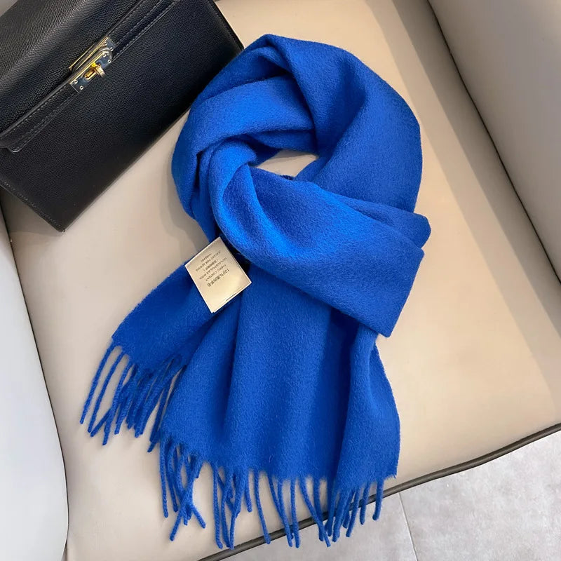 Winter Narrow Wool Scarf – 28 Colors, 100% Wool Solid Color Unisex Scarf for Men & Women, Warm and Cold-Proof