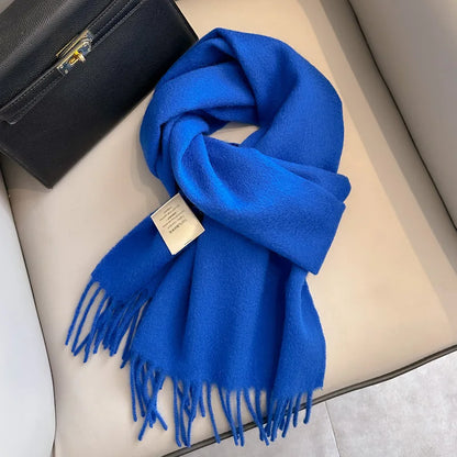 Winter Narrow Wool Scarf – 28 Colors, 100% Wool Solid Color Unisex Scarf for Men & Women, Warm and Cold-Proof