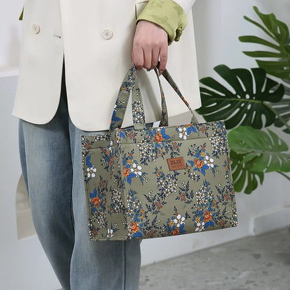 New Nylon Printing Handbag – Thickened Large Capacity Work and Portable Zipper Lunch Box Storage Bento Bag