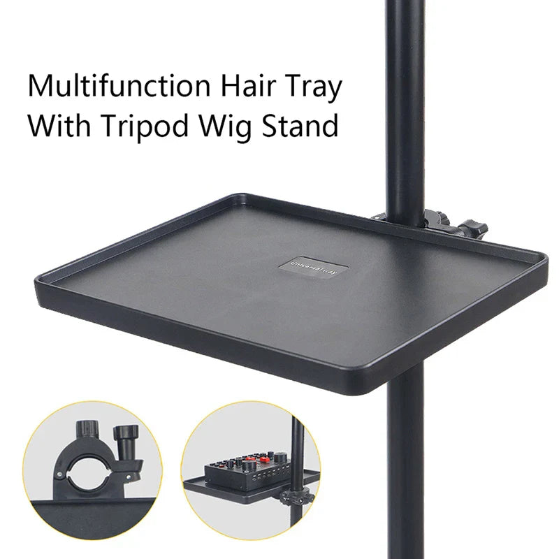 Multifunction Hair Styling Tray for Tripod Wig Stand, Wig Tools Organizer for Crochet Hair, Clips, Scissors, Comb & Accessories Holder