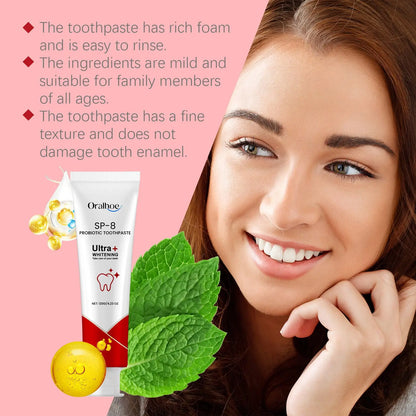 Probiotic Mint Toothpaste | Fresh Breath, Plaque & Stain Removal, Teeth Brightening for Smokers