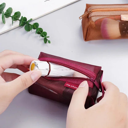 Dark Series Vintage Nylon Mesh Coin Purse – Large Capacity Key, Lipstick, Earphone & Card Organizer Pouch