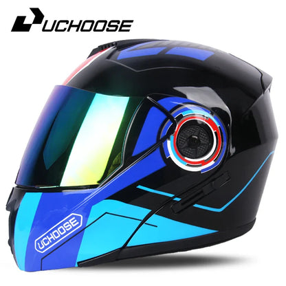 2024 Unisex Modular Motorcycle Helmet – Full Face Flip-Up Dual Lens Racing Helmet for Men & Women