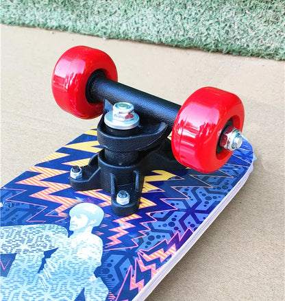 43cm Kids' Maple Skateboard – Double Rocker Deck with Cartoon Stickers for Beginners & Young Riders