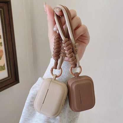 Caramel Soft Silicone Earphone Case with Bracelet — Fall Prevention Cover for AirPods 2, 3, Pro 2 Bluetooth Charging Box