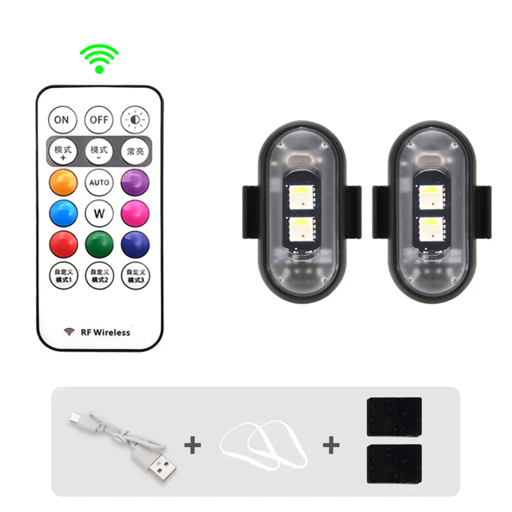 Wireless RGB LED Strobe Lights – Warning & Position Lights for Aircraft, Helicopters, and Motorcycles