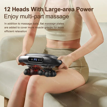 Fascia Massage Gun with 12/8 Heads — Electric Deep Tissue Muscle Relaxation Gun, High-Frequency Back & Body Massager