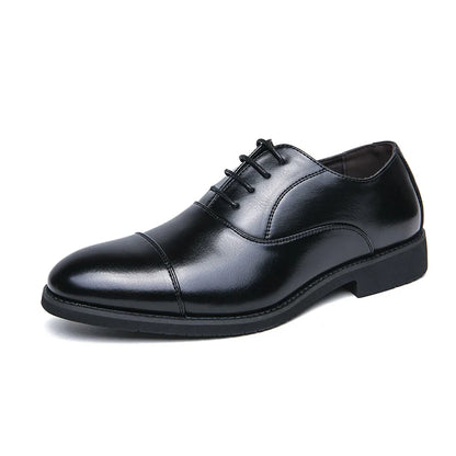 Men’s Luxury Leather Dress Shoes — Comfortable Pointed Business & Wedding Shoes Black