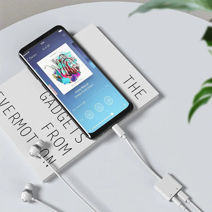 2-in-1 USB-C to 3.5mm Audio Adapter — Dual Type-C Jack Charging & Aux Cable for Samsung, Xiaomi Wired Earphones