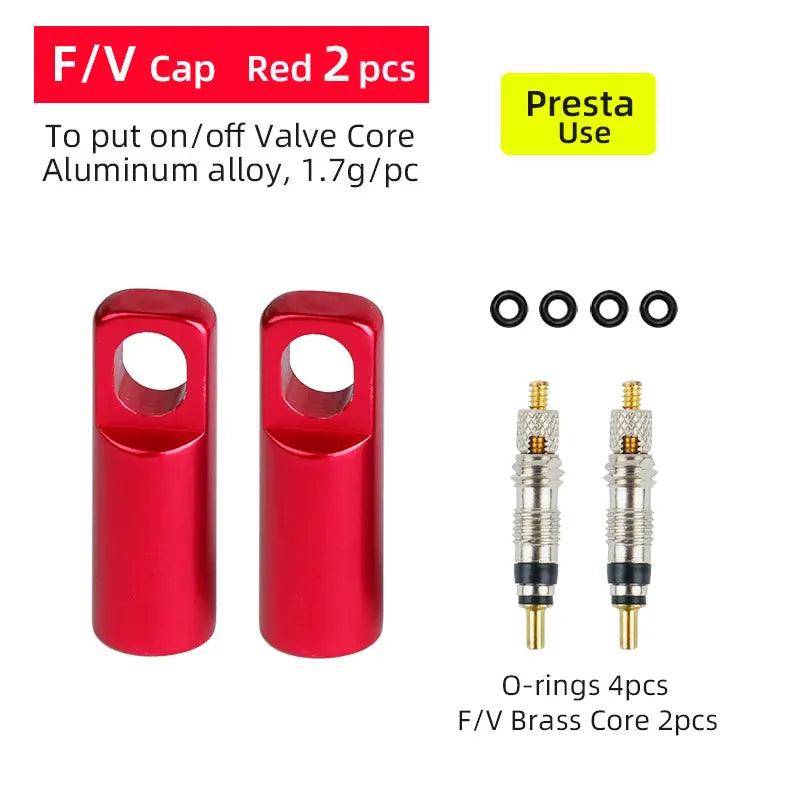 Deemount 2-in-1 Presta Valve Caps & Core Tool — CNC Alloy Lightweight Bicycle Valve Nipple (10/4/2PCS)