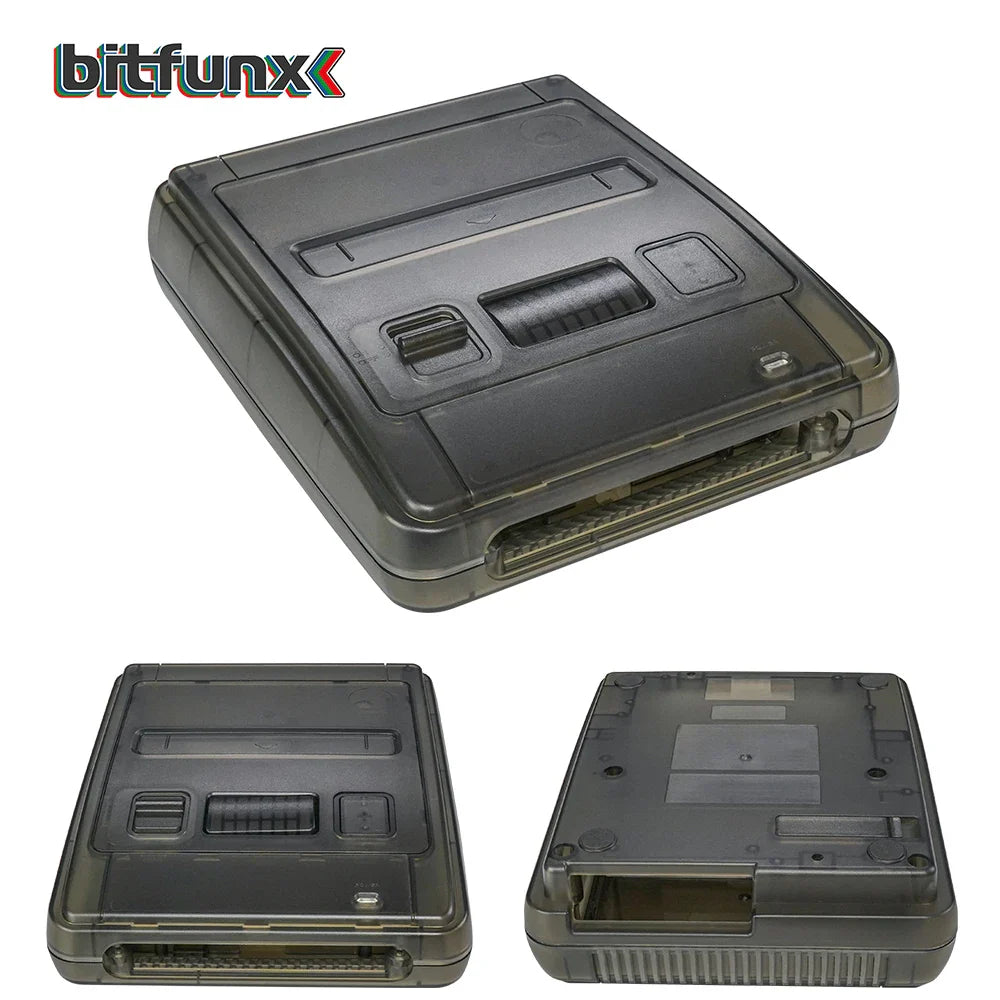 Bitfunx Transparent Replacement Case for SFC/Super Famicom – Clear Shell for Super NES Game Console