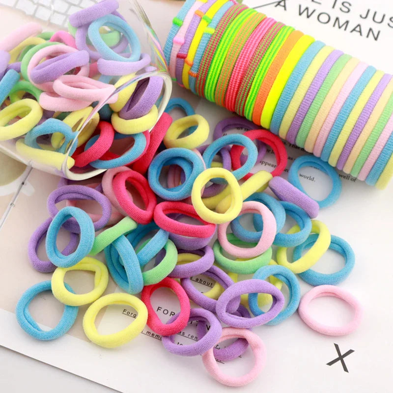 100/200PCS Colorful Nylon Elastic Hair Bands – Small Ponytail Holders for Women & Girls Hair Accessories