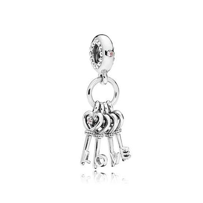 Europe 925 Silver Family Charm Pendant - Boy, Girl, Mom & Sisters Bead for Pandora Bracelet, Sparkling Dangle Jewelry