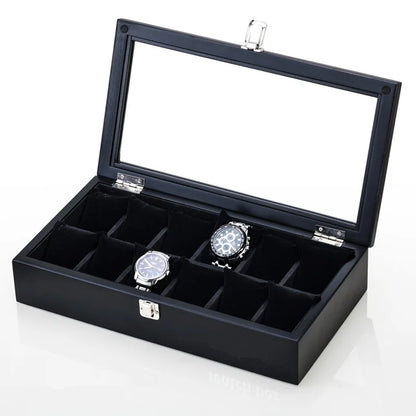 Wood Watch Box Organizer with Glass Window — Luxury Wooden Display Case & Storage Holder for Men’s Watches