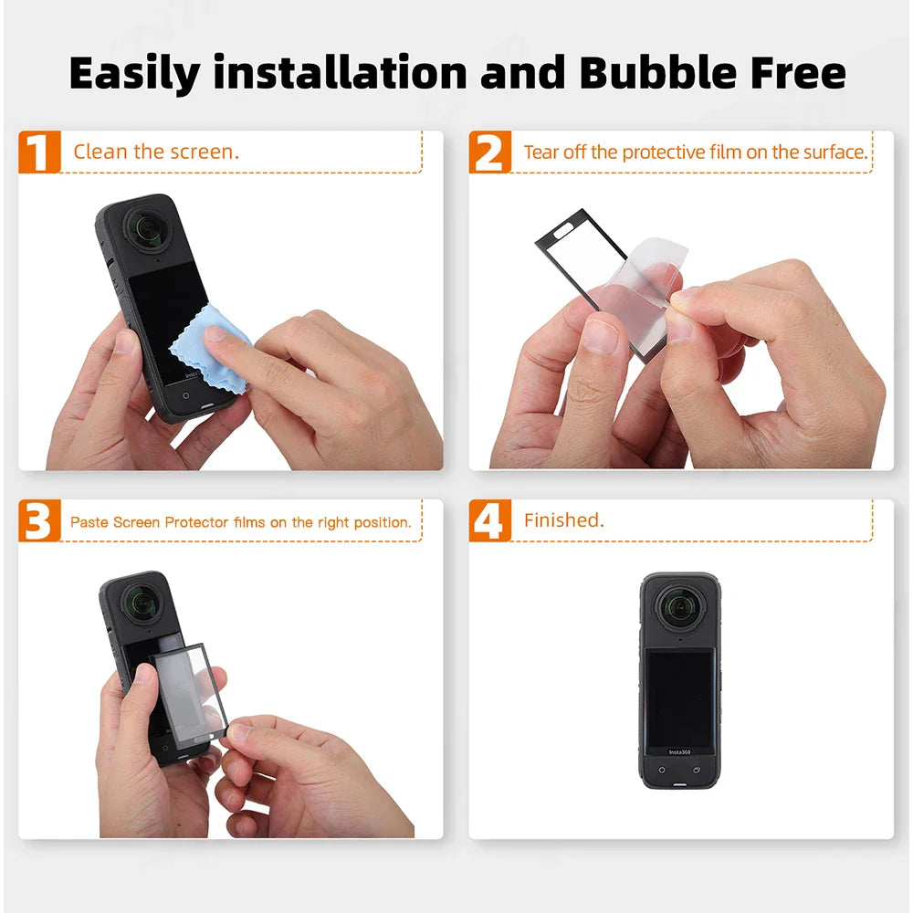 3PCS Screen Protector Film for Insta360 X4 – Anti-Scratch Full Coverage LCD Protective Accessories (Non-Glass)
