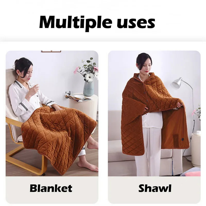 USB Electric Heating Shawl Pad - Thickened, Washable, and Cozy Winter Office Blanket