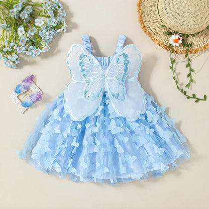 Princess Baby Girl Dress - Cute Butterfly Suspender Outfit for Ages 9 Months–3 Years