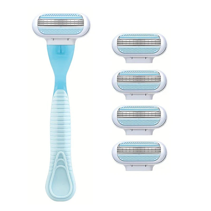 3-Layer Women’s Manual Razor — Replaceable Head Shaver for Armpit, Bikini & Body Hair Removal