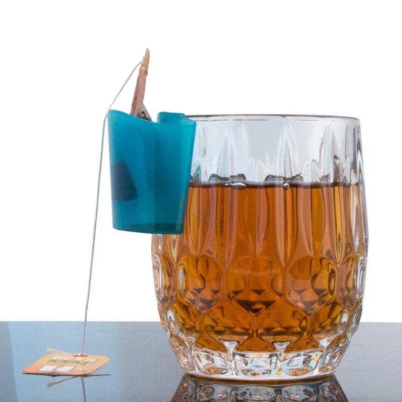 Set of 4 Tea Bag Holders - European Biscuit Stand Design in Candy Colors for Hanging Tea Bags Right on the Cup