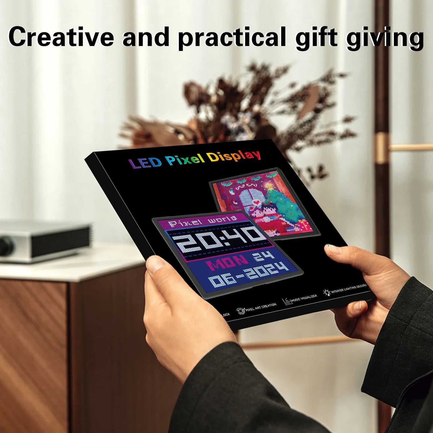 64x64 RGB LED Pixel Matrix Display Panel – Programmable Smart Pixel Art Screen with Bluetooth APP Control Creative LED Sign Board