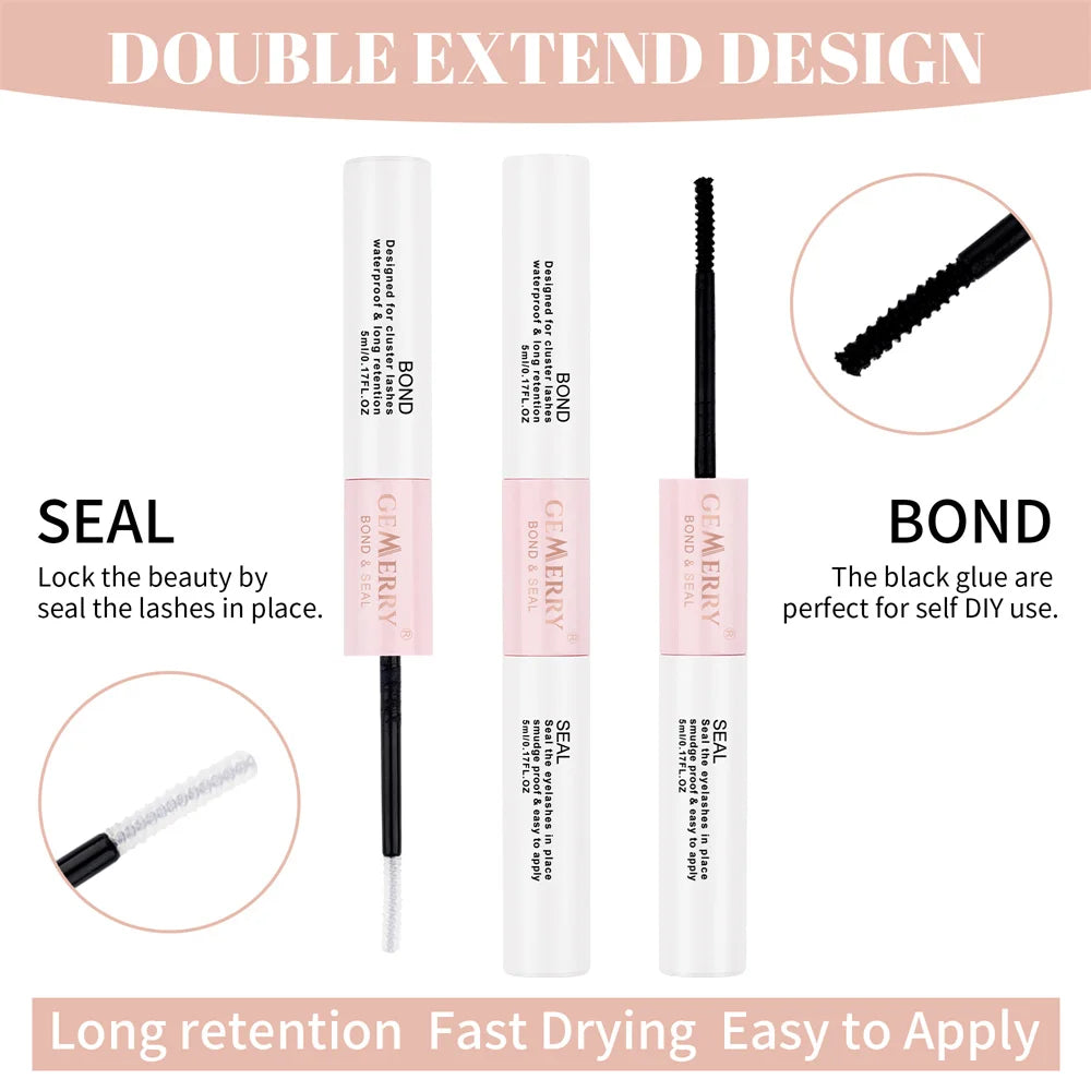GEMERRY 10ml 2-in-1 Lash Bond & Seal Glue — Waterproof Long-Lasting Adhesive for DIY Cluster Eyelash Extensions