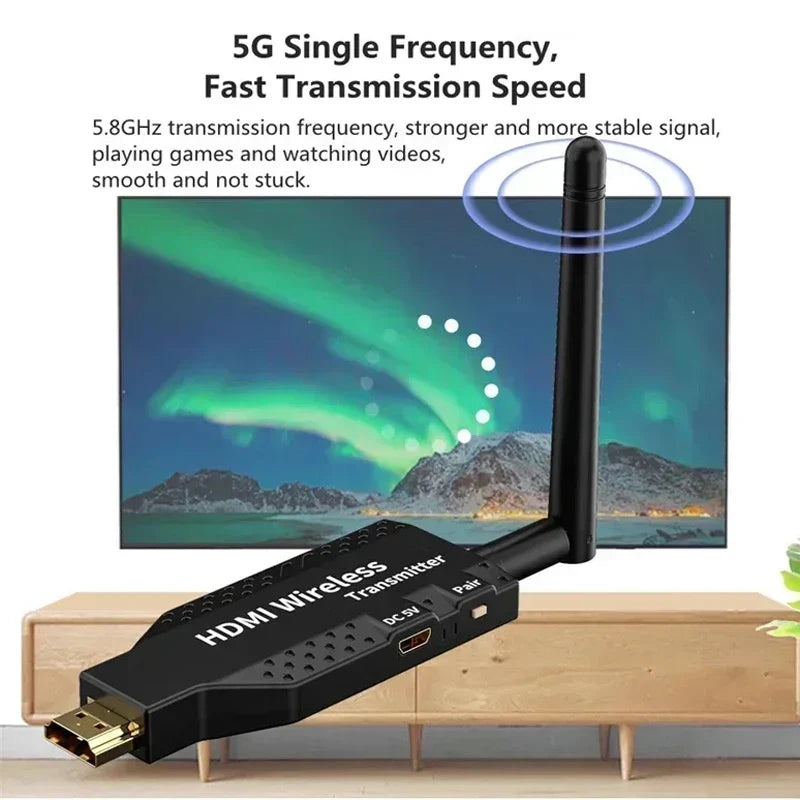 1080P 50M 5G Wireless HDMI Transmitter & Receiver – Audio Video Extender for PC, Camera to TV/Projector