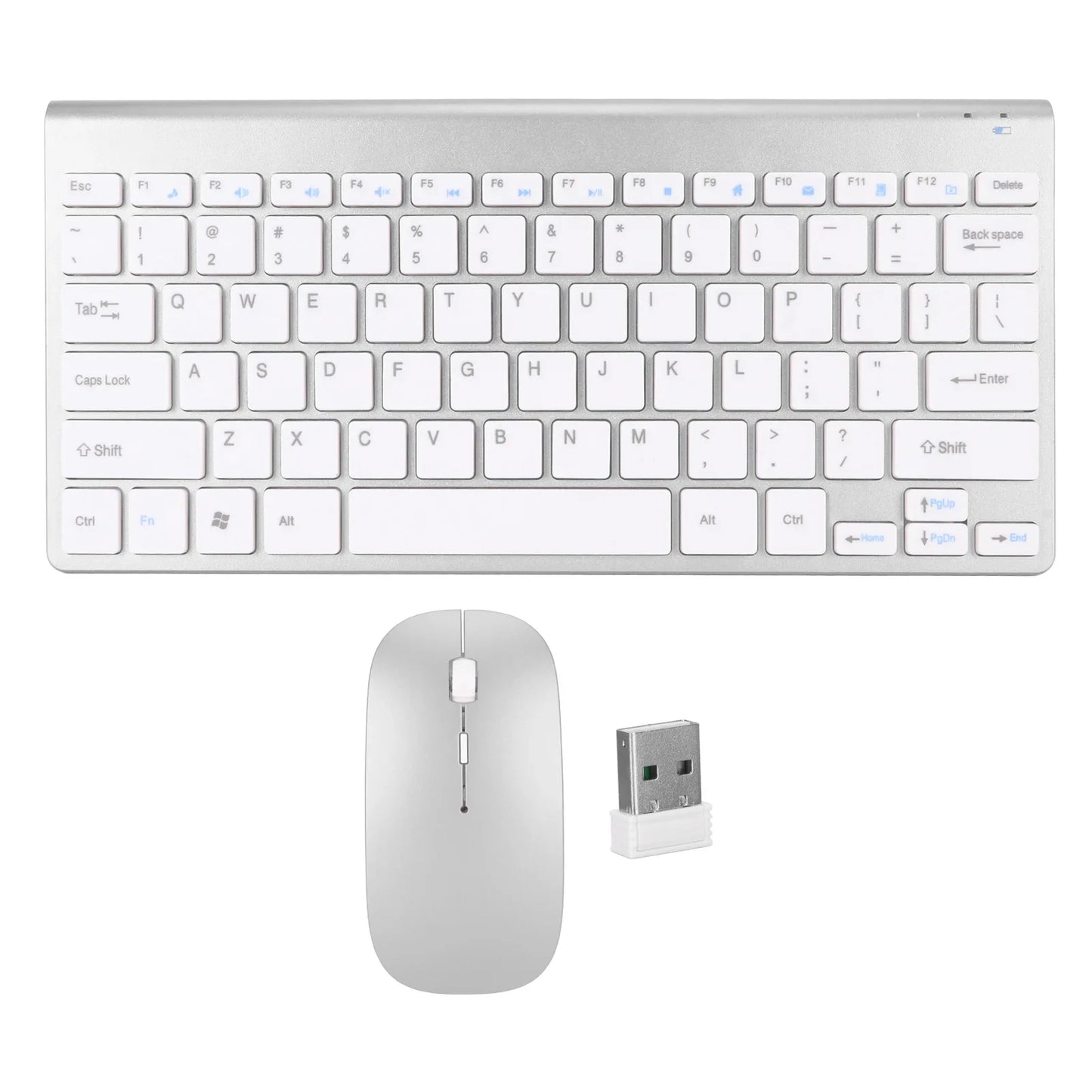 Slim Wireless Keyboard and Mouse Combo – Portable Silent Power-Saving Kit with LED Indicator for Home