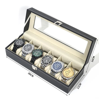 PU Leather Watch Organizer Box — Travel & Display Case Tray for Women’s Watch Collection Storage