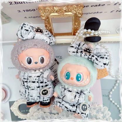 17cm Labubu Doll Accessories - Luxury Sweet Woolen Suit, Crossbody Bag & Princess Shoes Set