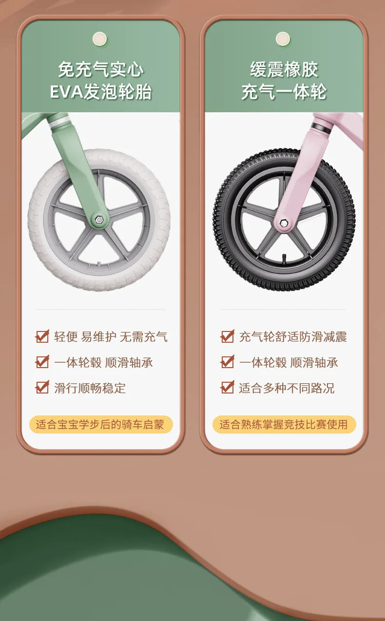 Outdoor Children’s Balance Bike – No Pedal Baby Sports Training Walker with Inflatable Tires, Best Gift for Kids