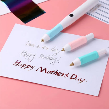 USB Hot Foil Pen with 0.8/1.5/2.5mm Tips – Slim Heat-Resistant Grip for DIY Calligraphy on Paper & Leather