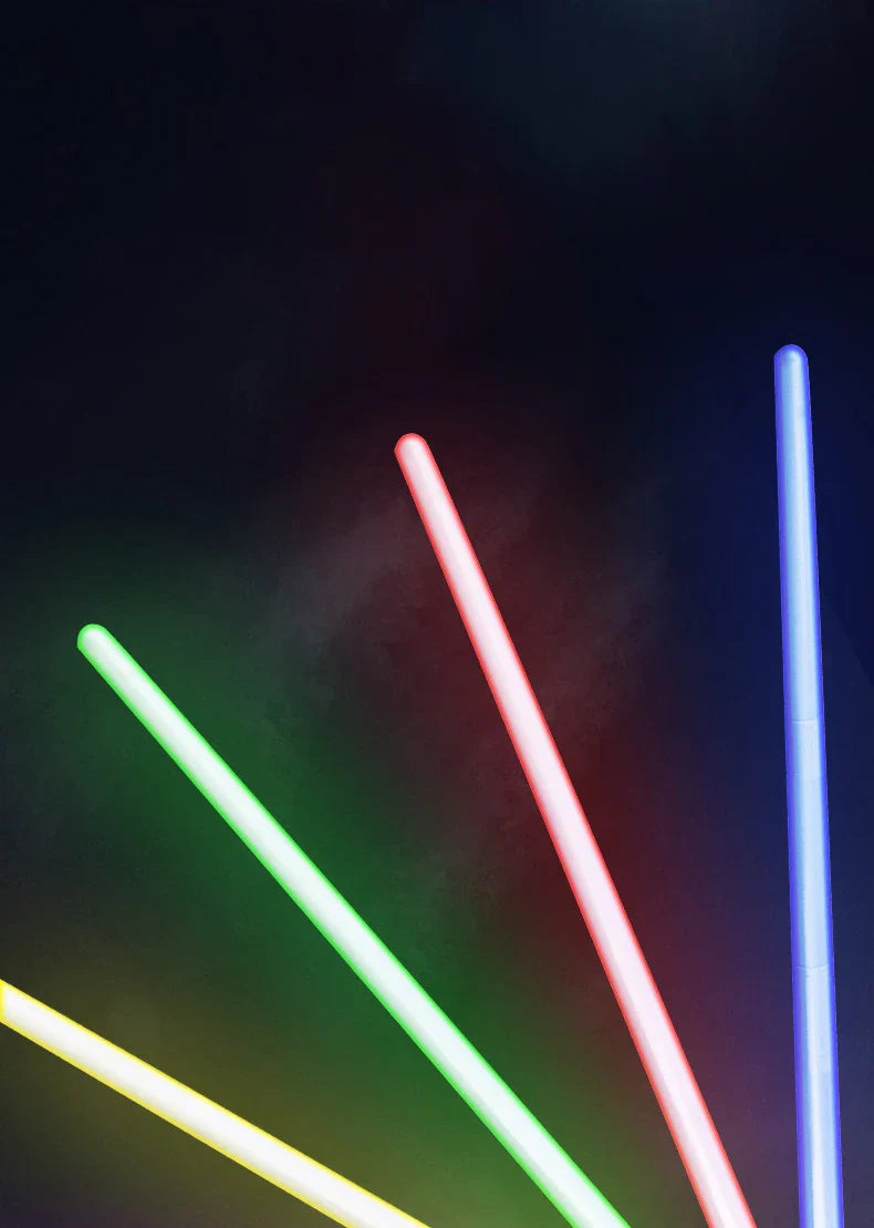 Colorful Glowing Laser Sword Toy – Red & Blue Double Saber with Music & Flashing Lights