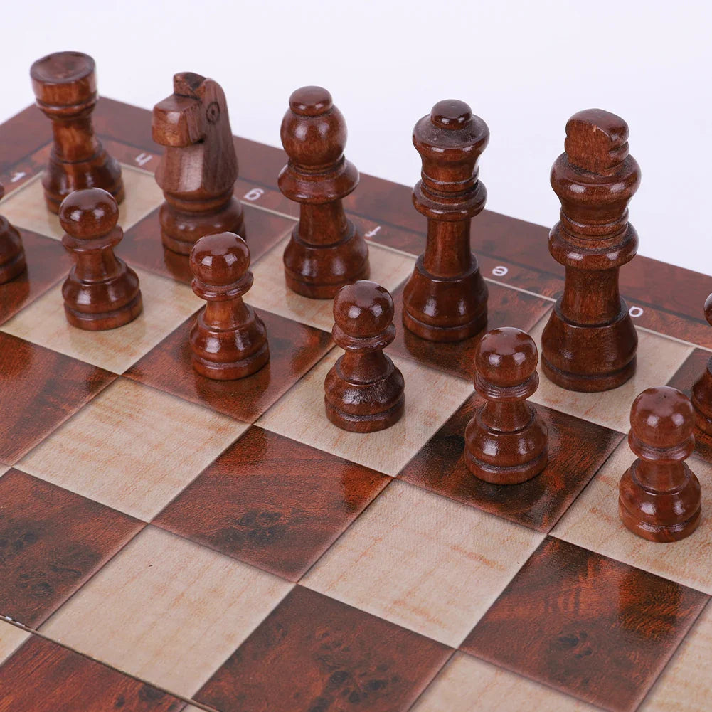 29x29cm Large 3-in-1 Chess Board – Foldable Chess, Checkers & Backgammon Set for Kids & Adults, Strategic Thinking Game