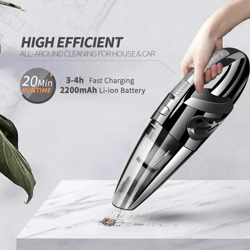 Wireless Handheld Vacuum Cleaner – Powerful Cyclone Suction, Rechargeable Quick-Charge for Car, Home & Pet Hair