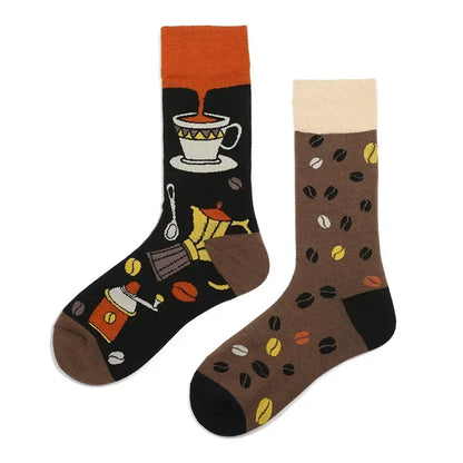 WY_New Asymmetrical Couples Mandarin Ducks Cotton Socks – Fashion Sports Colorful Medium & High Sleeve Unisex Crew Socks, Trendy Couple Gift Socks
