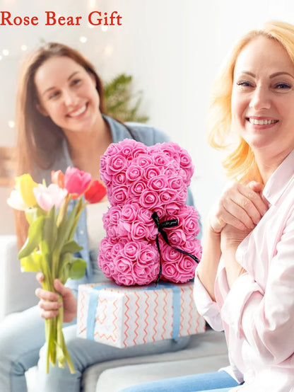 25cm Eternal Rose Teddy Bear – Artificial Flower Gift for Mom, Mother’s Day, Birthday, Valentine’s & Anniversary