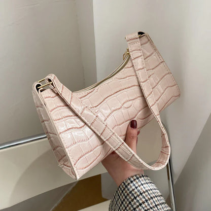 Retro Alligator Pattern PU Leather Handbag for Women – Small Shoulder & Clutch Tote Purse