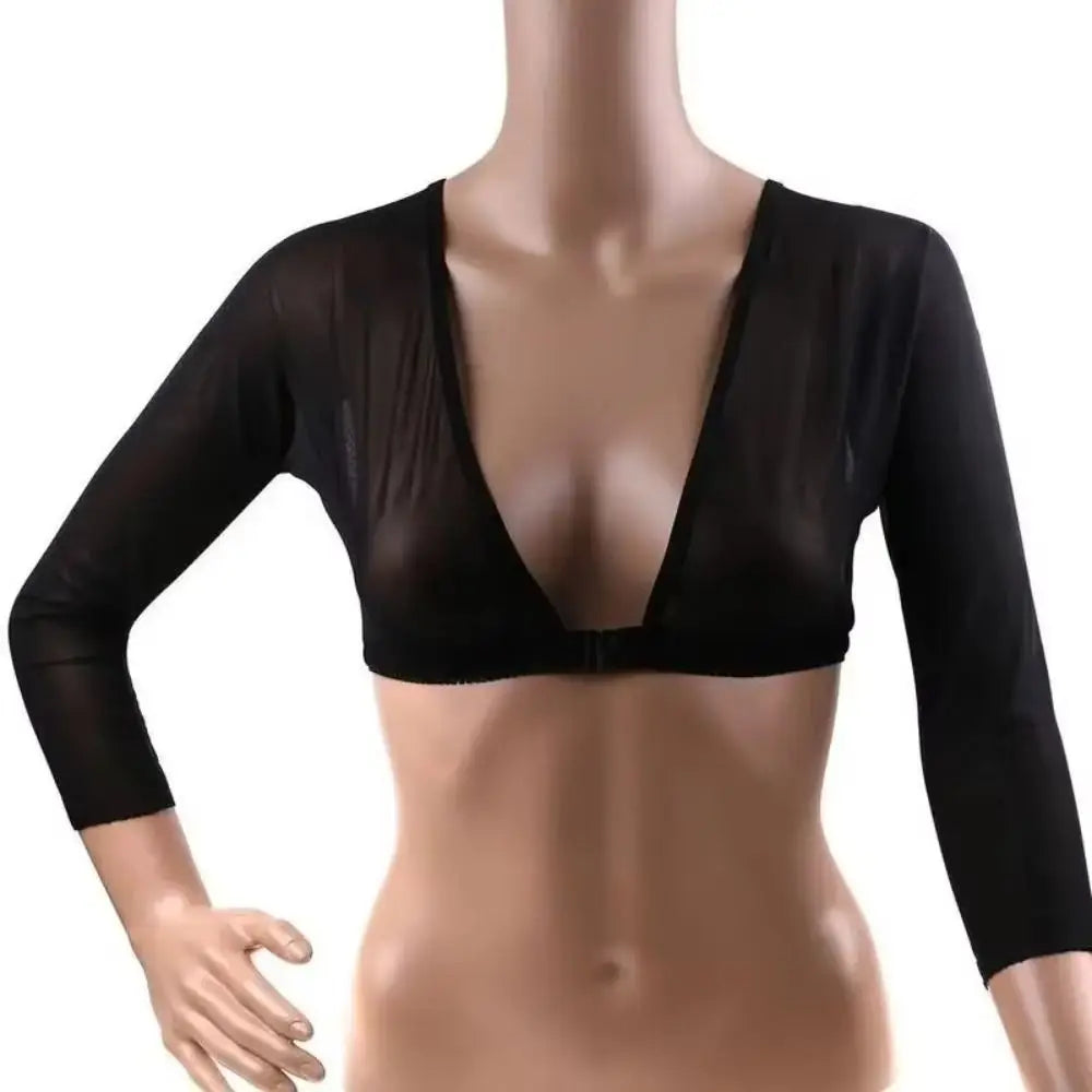 Women’s Long Sleeve Mesh Blouse Top – Reversible Front Button Stylish Undershirt T-Shirt (Black & White)