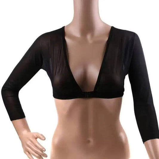 Women’s Long Sleeve Mesh Blouse Top – Reversible Front Button Stylish Undershirt T-Shirt (Black & White)
