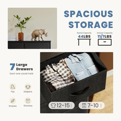 Bedroom Dresser with 7 Fabric Drawers – Organizer Storage Closet & Clothes Display Cabinet for Living Room