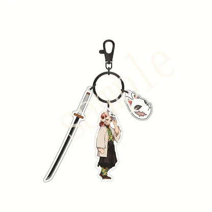 Anime Demon Slayer Acrylic Keychain – Tanjiro & Nezuko Kamado Cartoon Schoolbag Pendant Character Charm Kids Gift Accessories