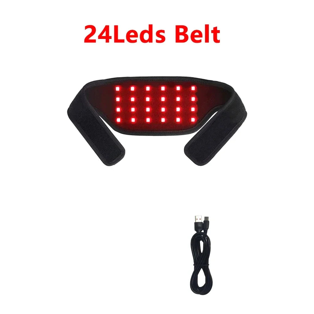 24PCS LED Red Light Belt – Wearable USB Device for Neck, Wrist, Arms, Chin & Waist, 660 & 850nm Therapy for Muscle Relief