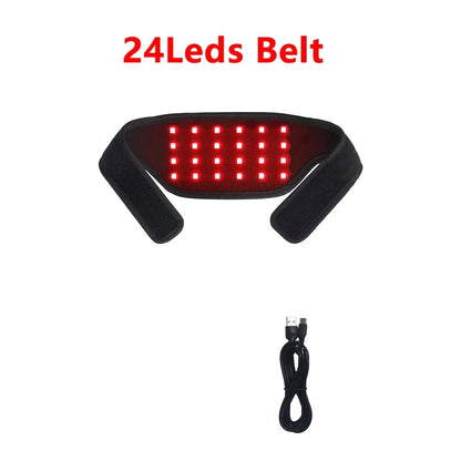 24PCS LED Red Light Belt – Wearable USB Device for Neck, Wrist, Arms, Chin & Waist, 660 & 850nm Therapy for Muscle Relief